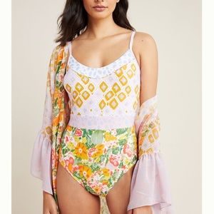 Anthro floral one piece swimsuit